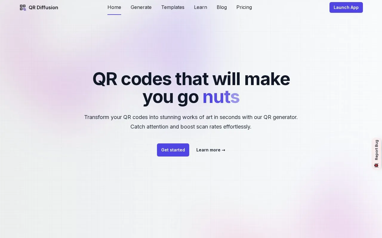 QR Diffusion homepage screenshot