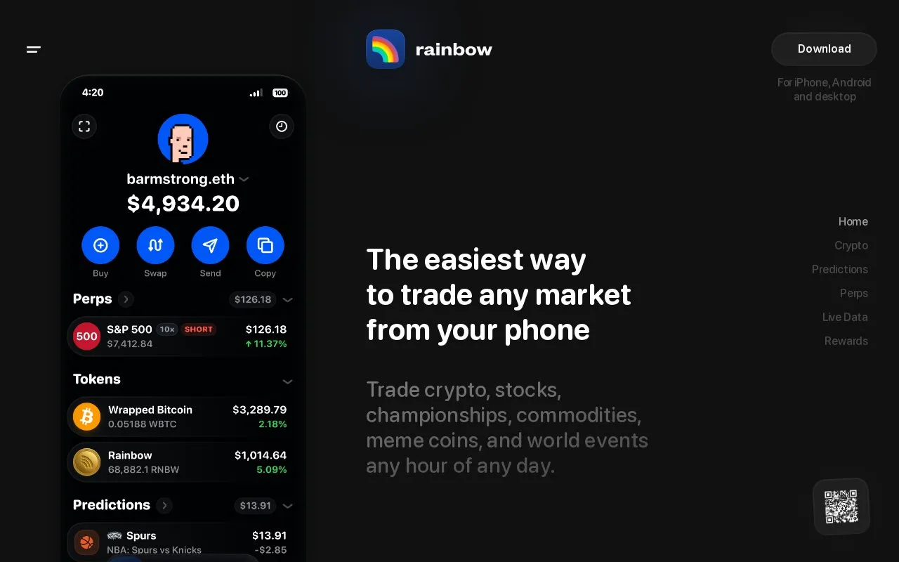 Rainbow homepage screenshot