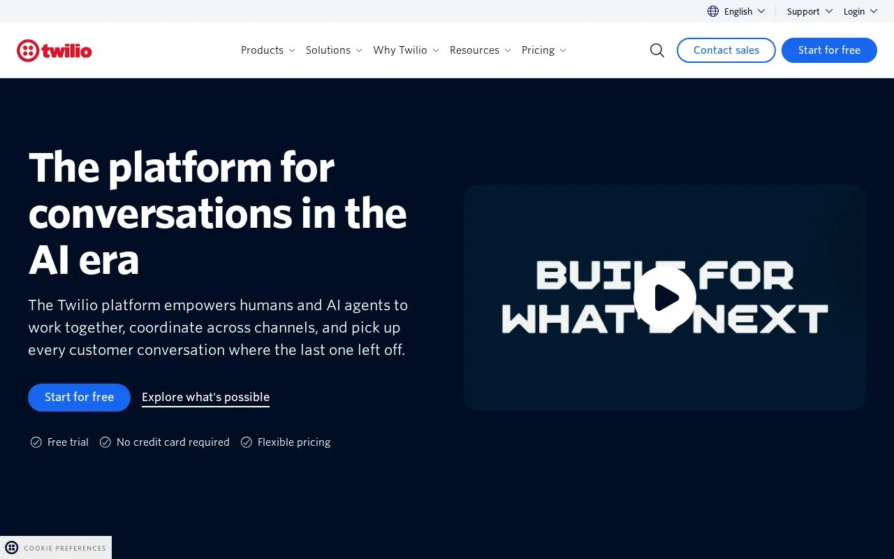 Twilio homepage screenshot