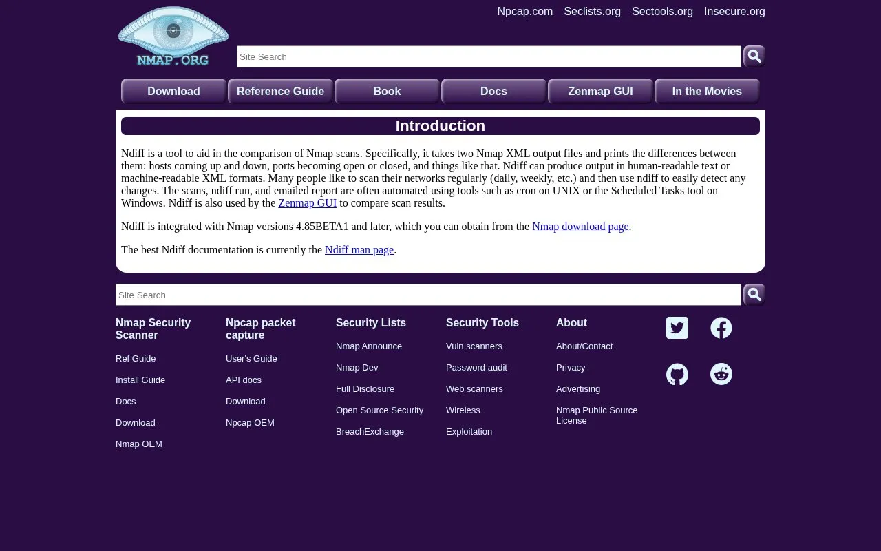 Results homepage screenshot