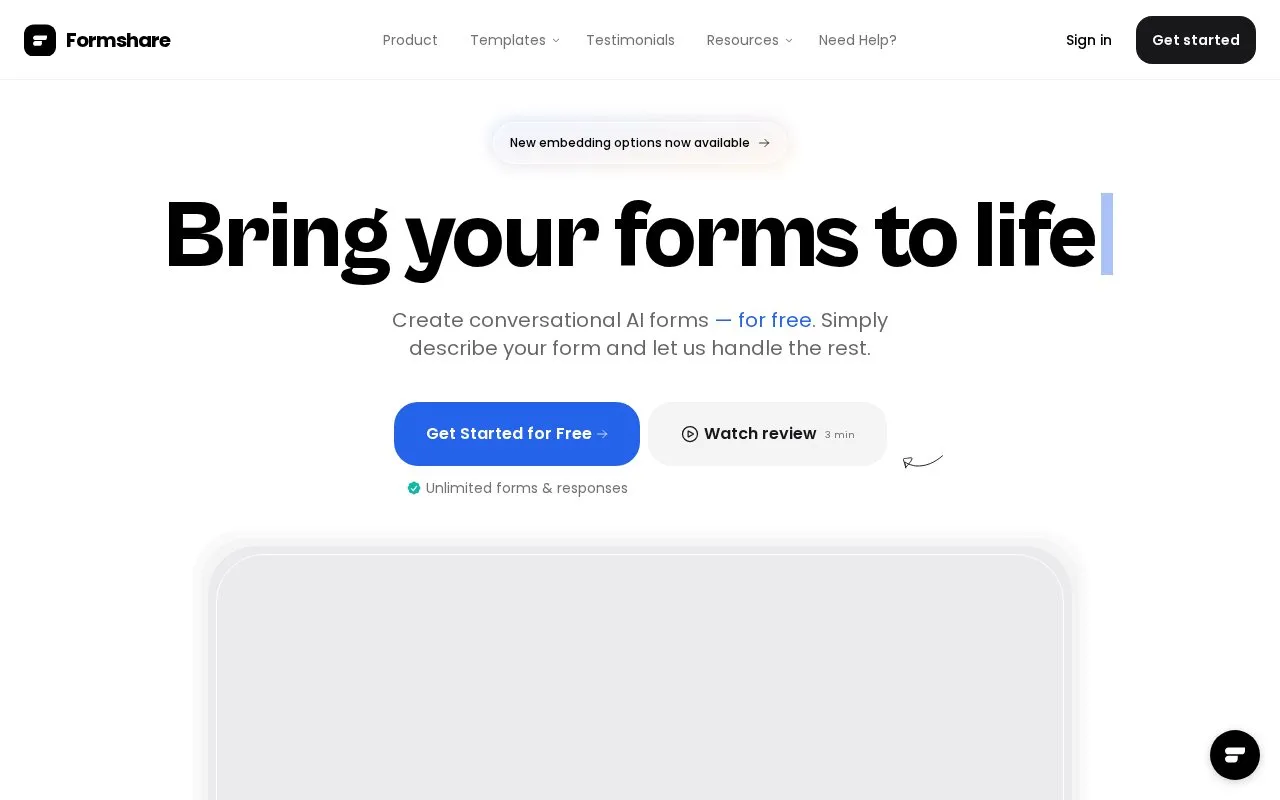 Formshare homepage screenshot
