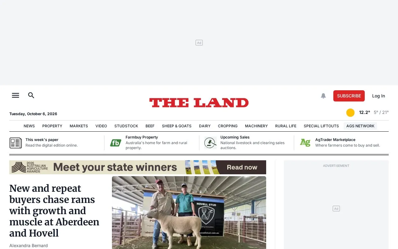 The Land homepage screenshot