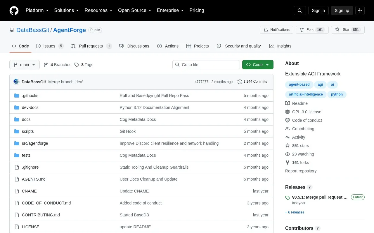AgentForge homepage screenshot