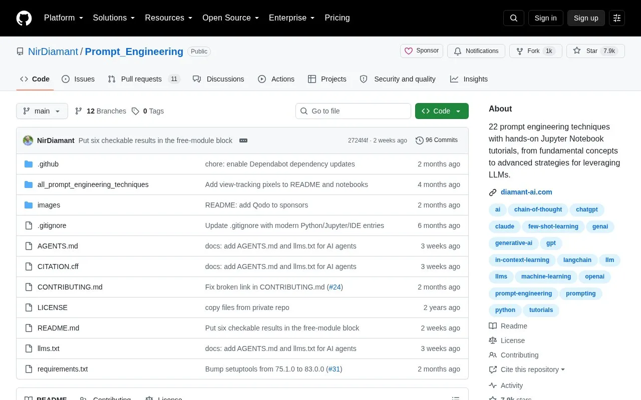 PromptEngineering homepage screenshot