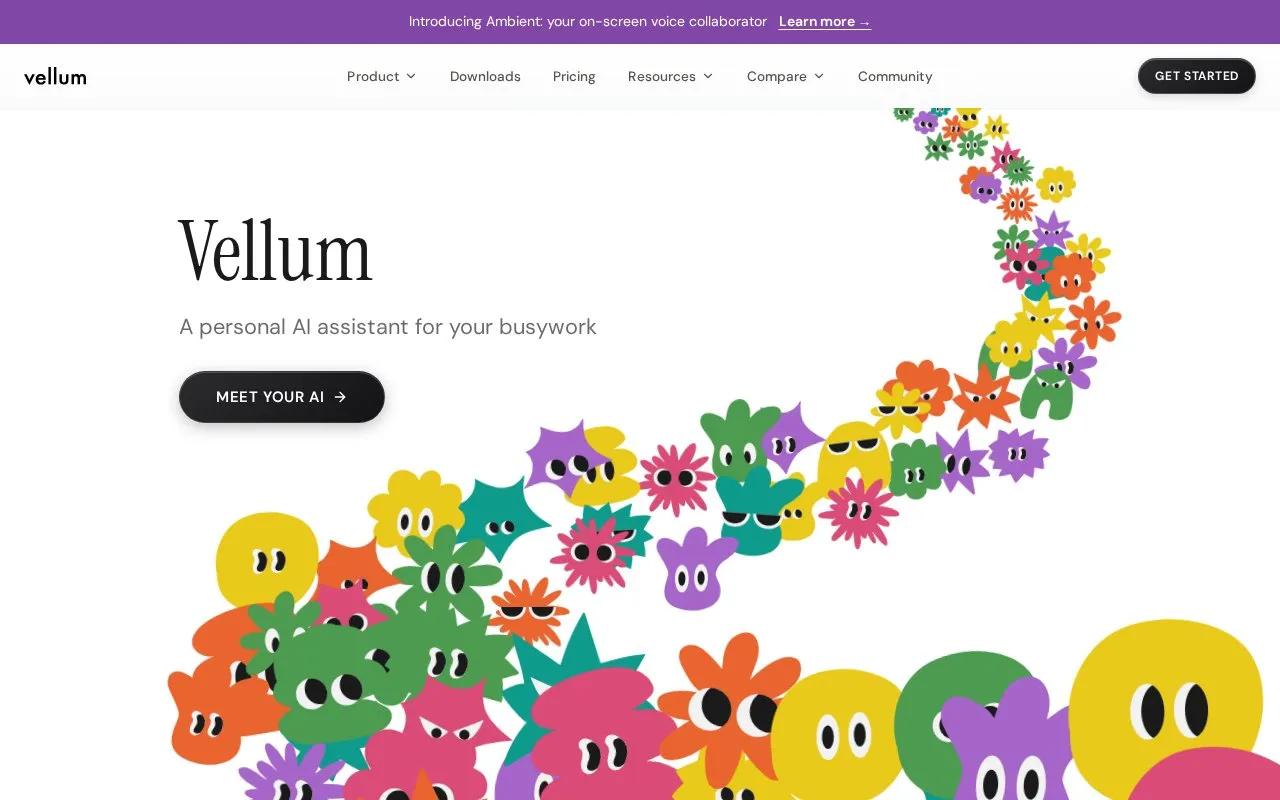 Vellum homepage screenshot