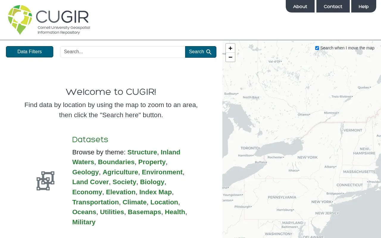 Cornell University Geospatial Information Repository homepage screenshot
