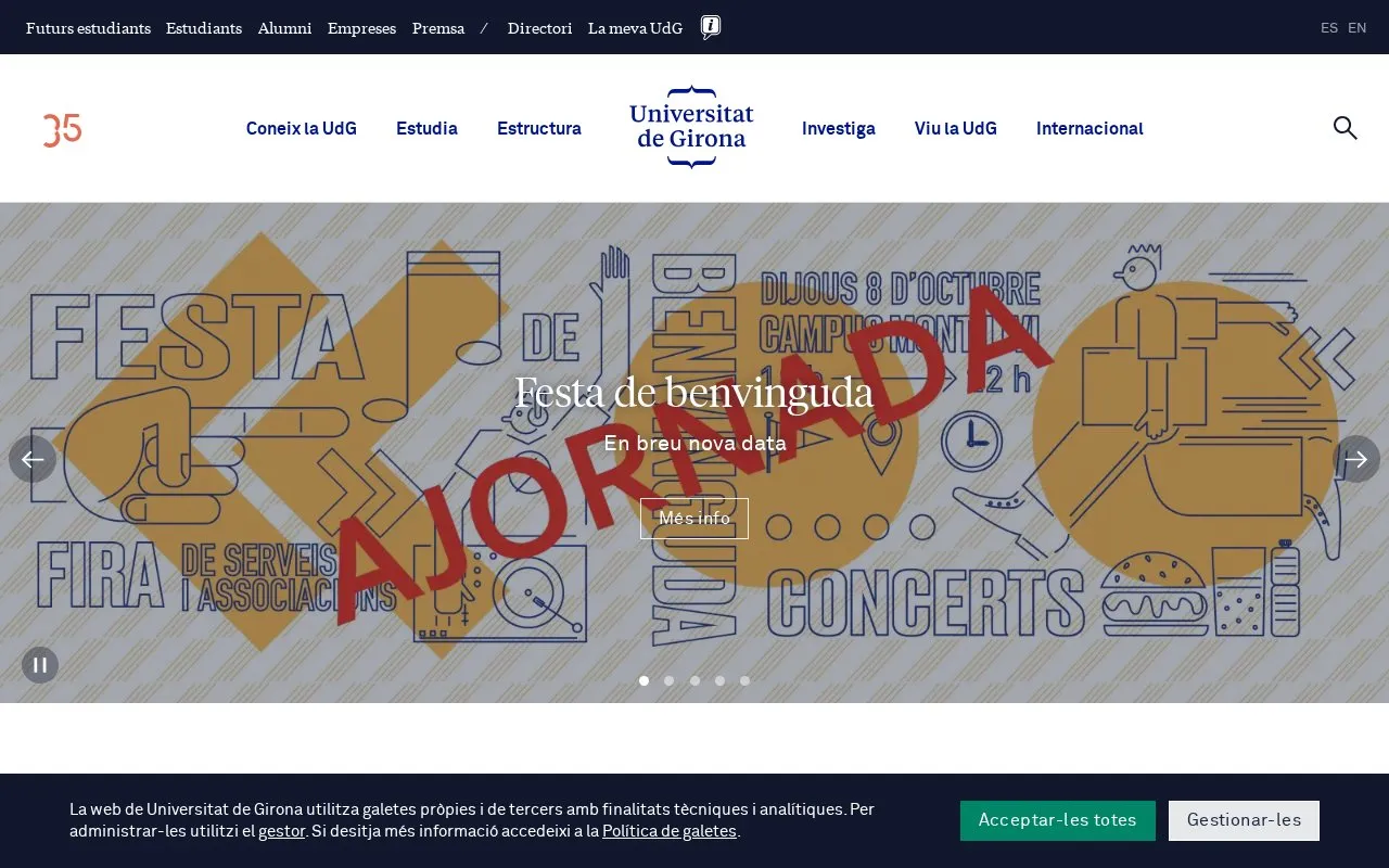Universitat de Girona homepage screenshot