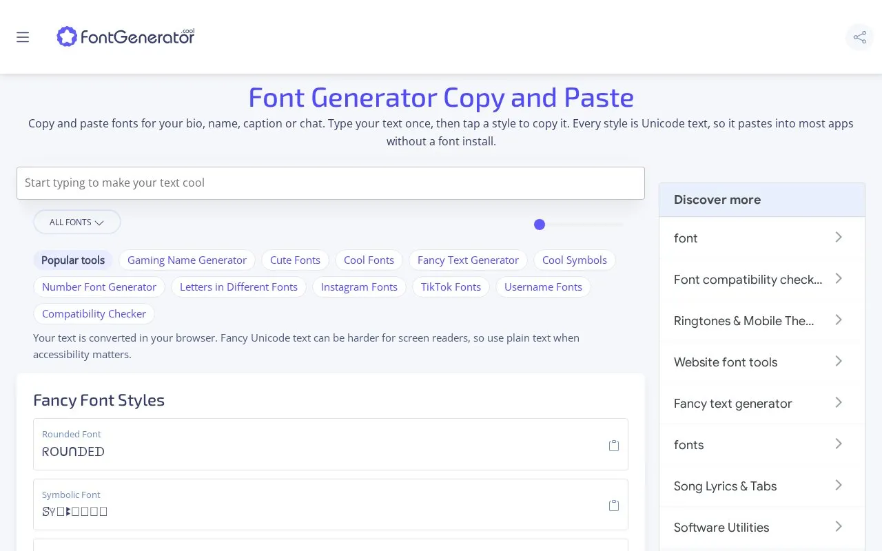 FontGenerator.cool homepage screenshot