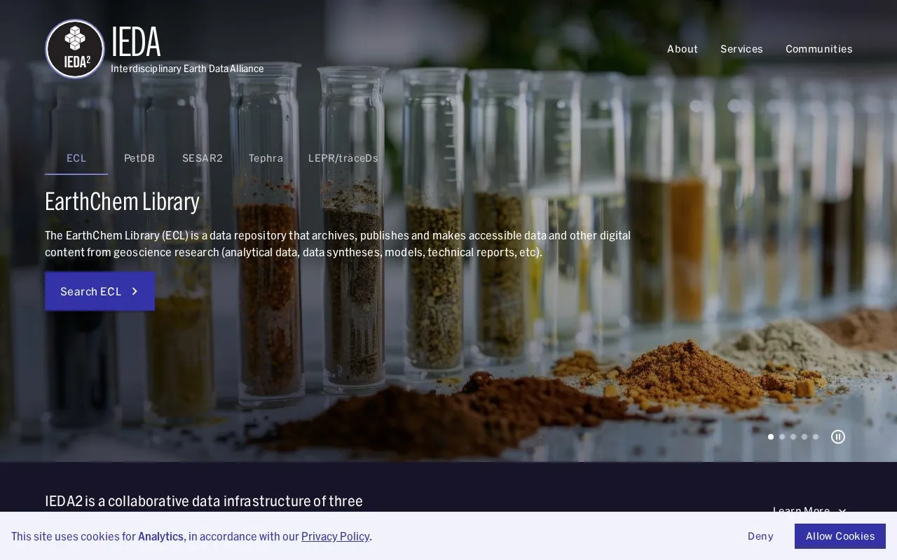 IEDA homepage screenshot