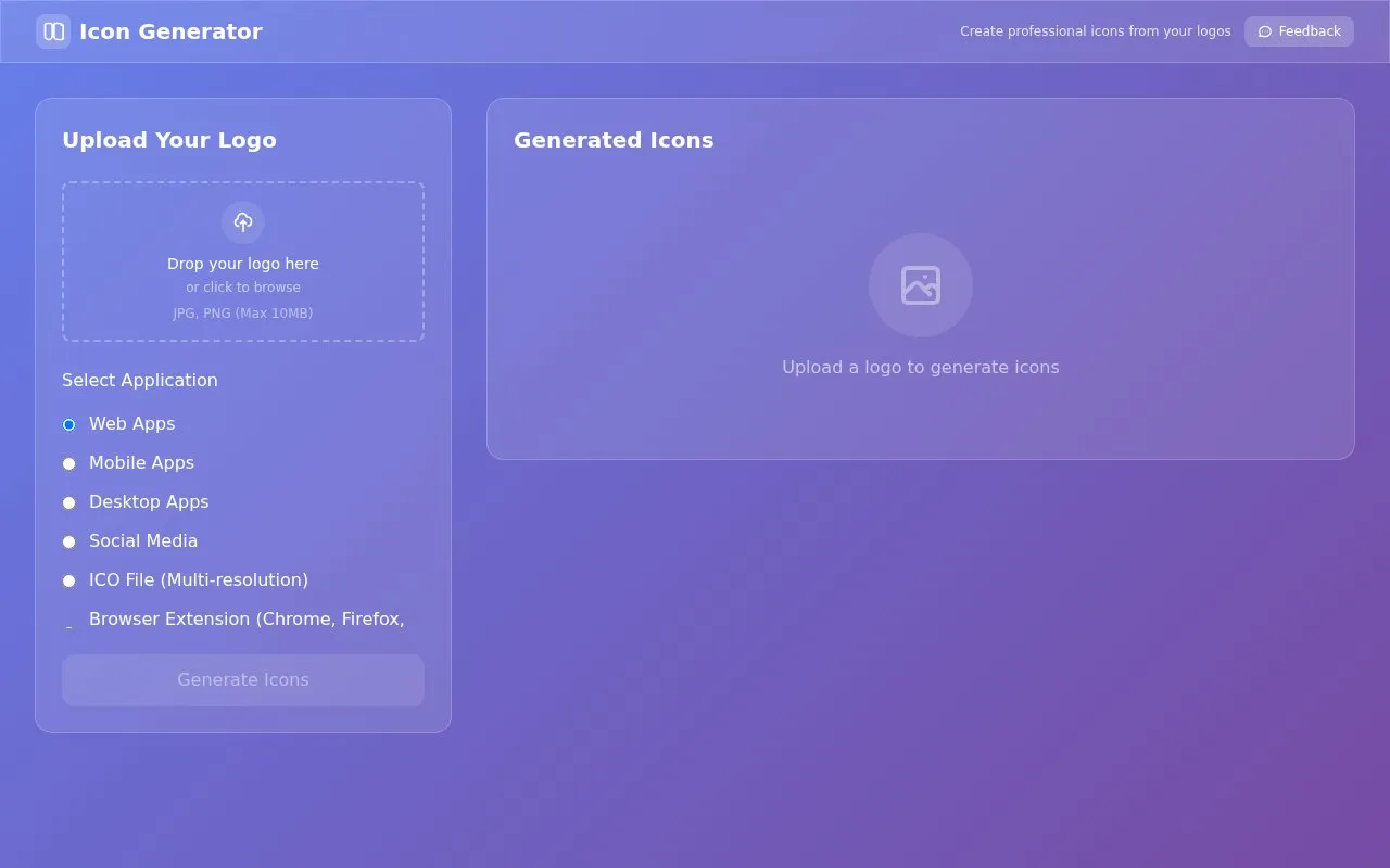 Icon Gen homepage screenshot