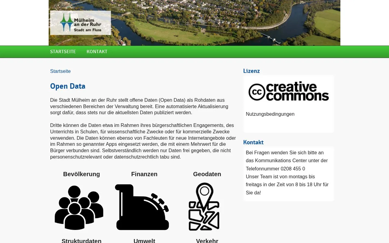 Stadt Mülheim Open Data Portal homepage screenshot