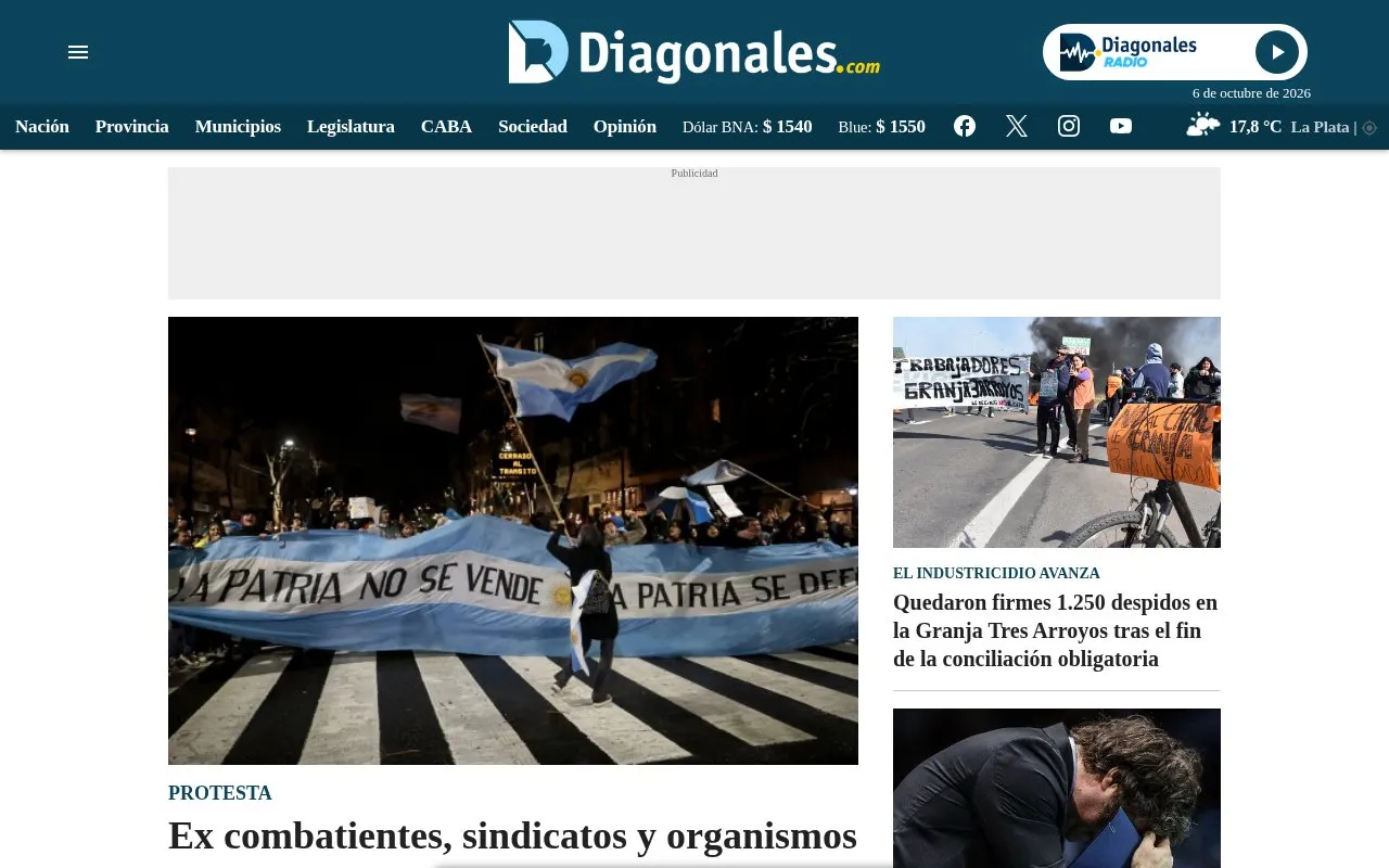 Diario Diagonales homepage screenshot