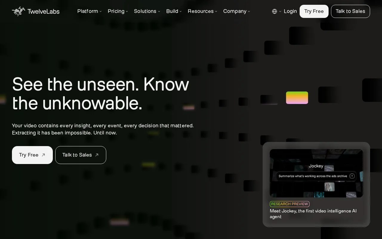 Twelve Labs homepage screenshot