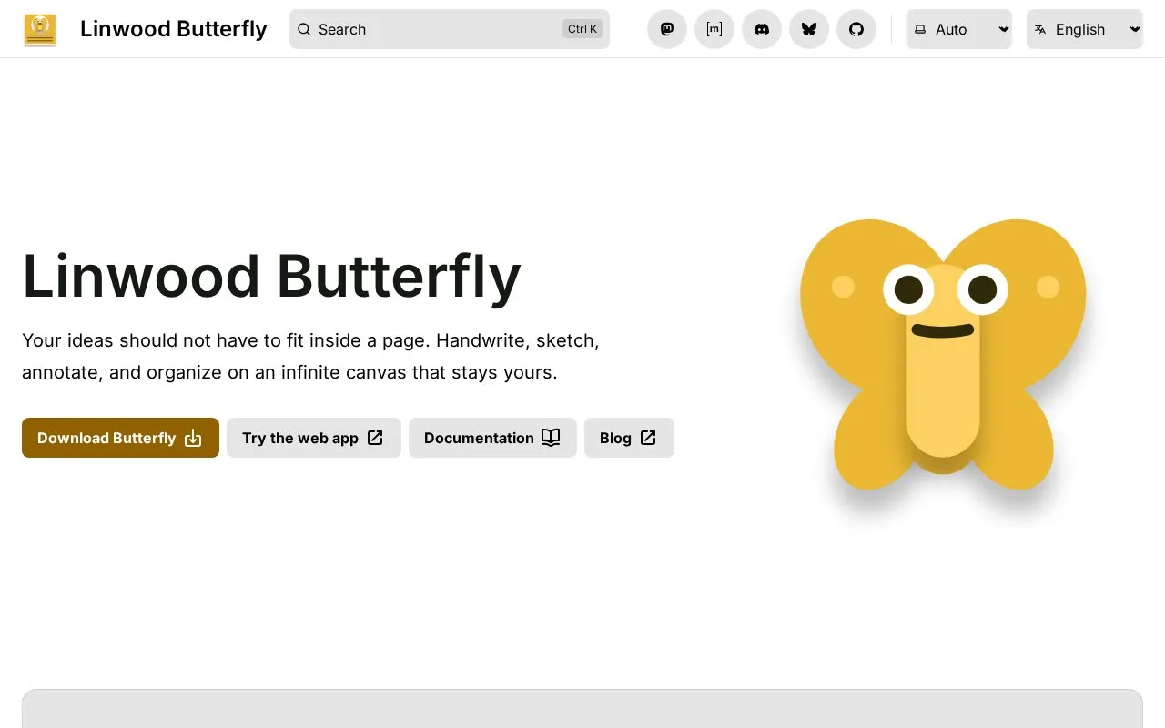 Butterfly homepage screenshot