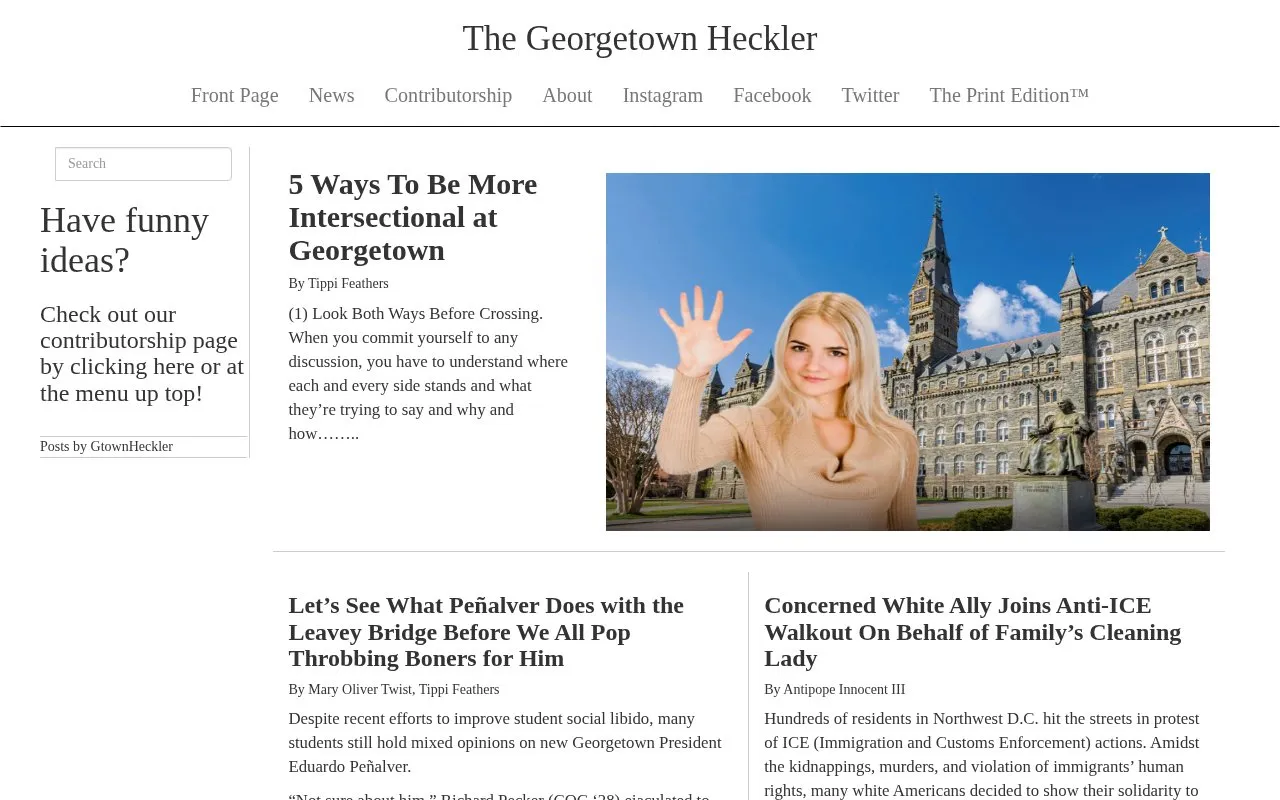 The Georgetown Heckler homepage screenshot