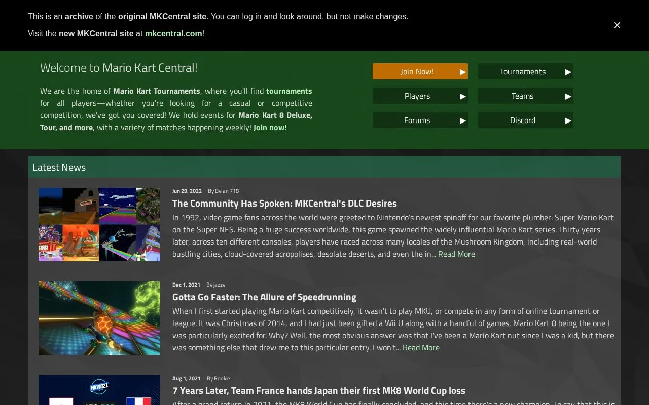 MKCentral homepage screenshot