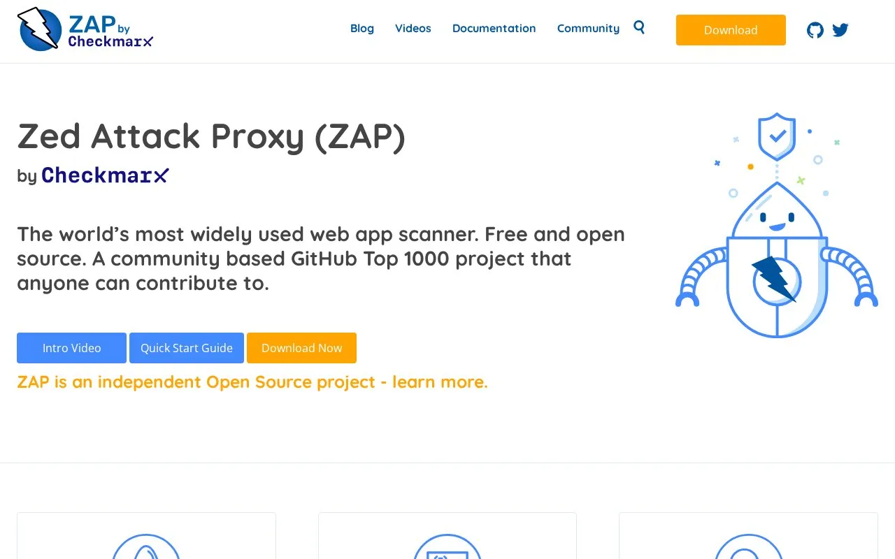ZAP homepage screenshot