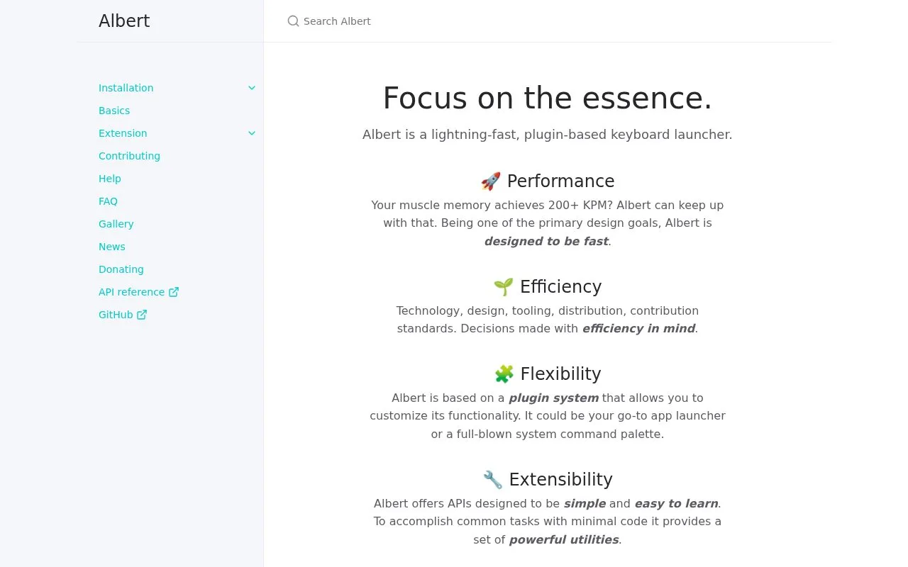 Albert homepage screenshot
