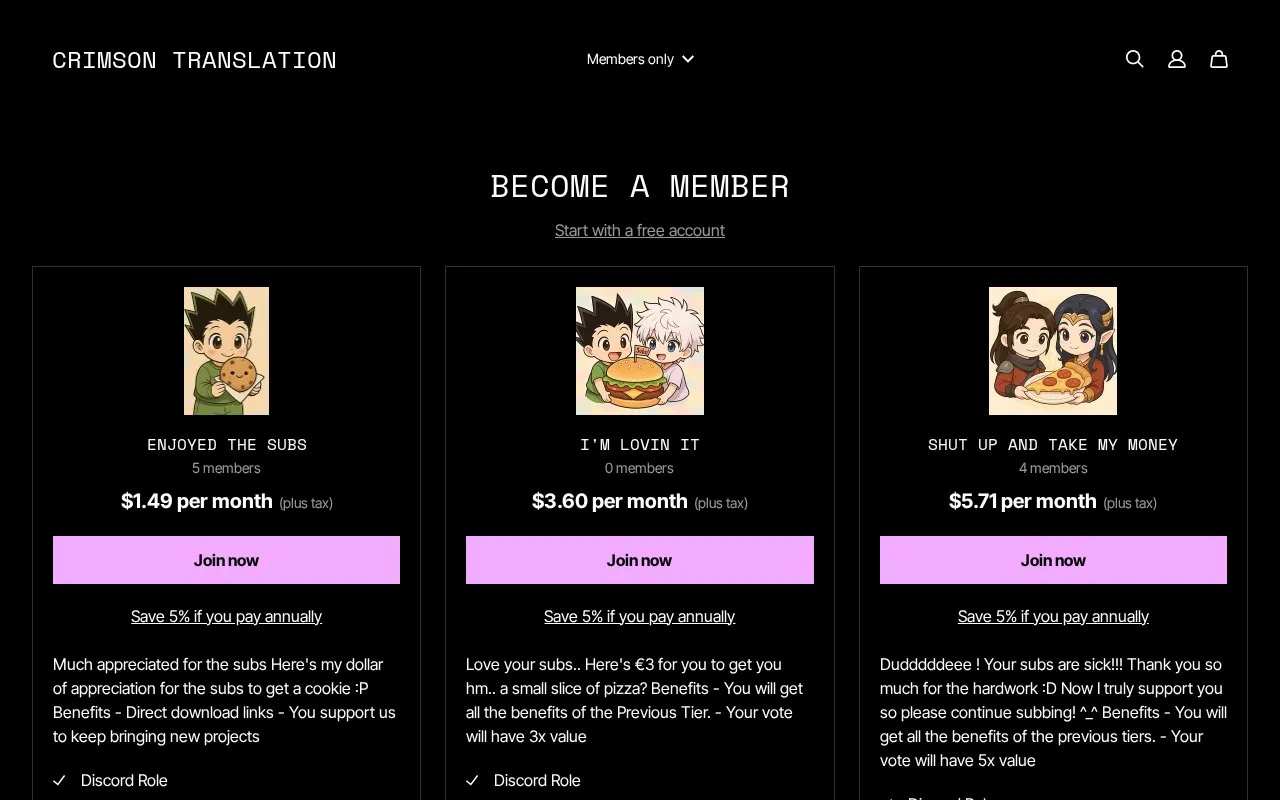 Crimson Subs homepage screenshot