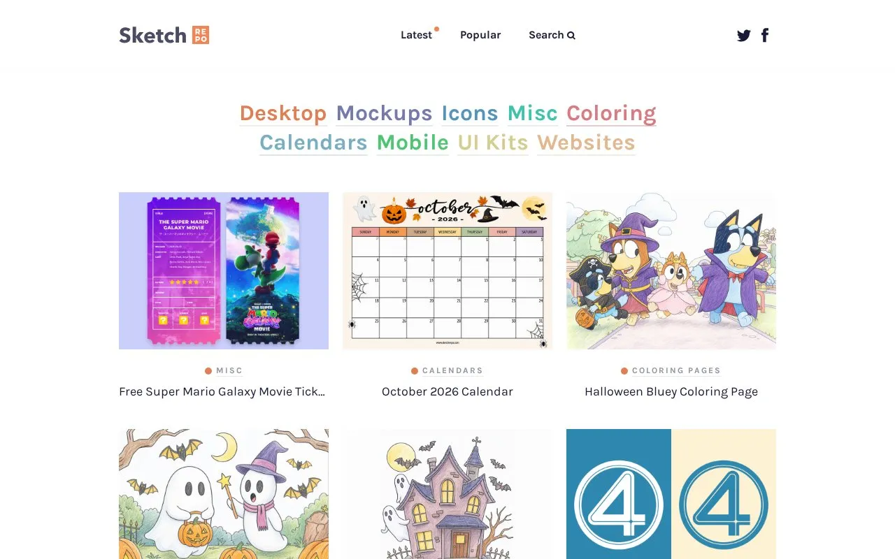 Sketch Repo homepage screenshot