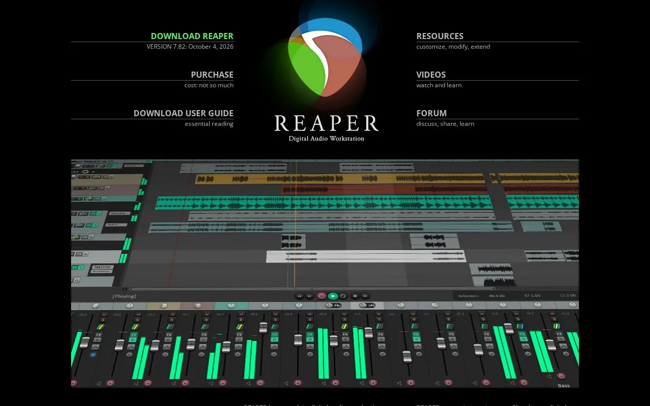 Reaper homepage screenshot