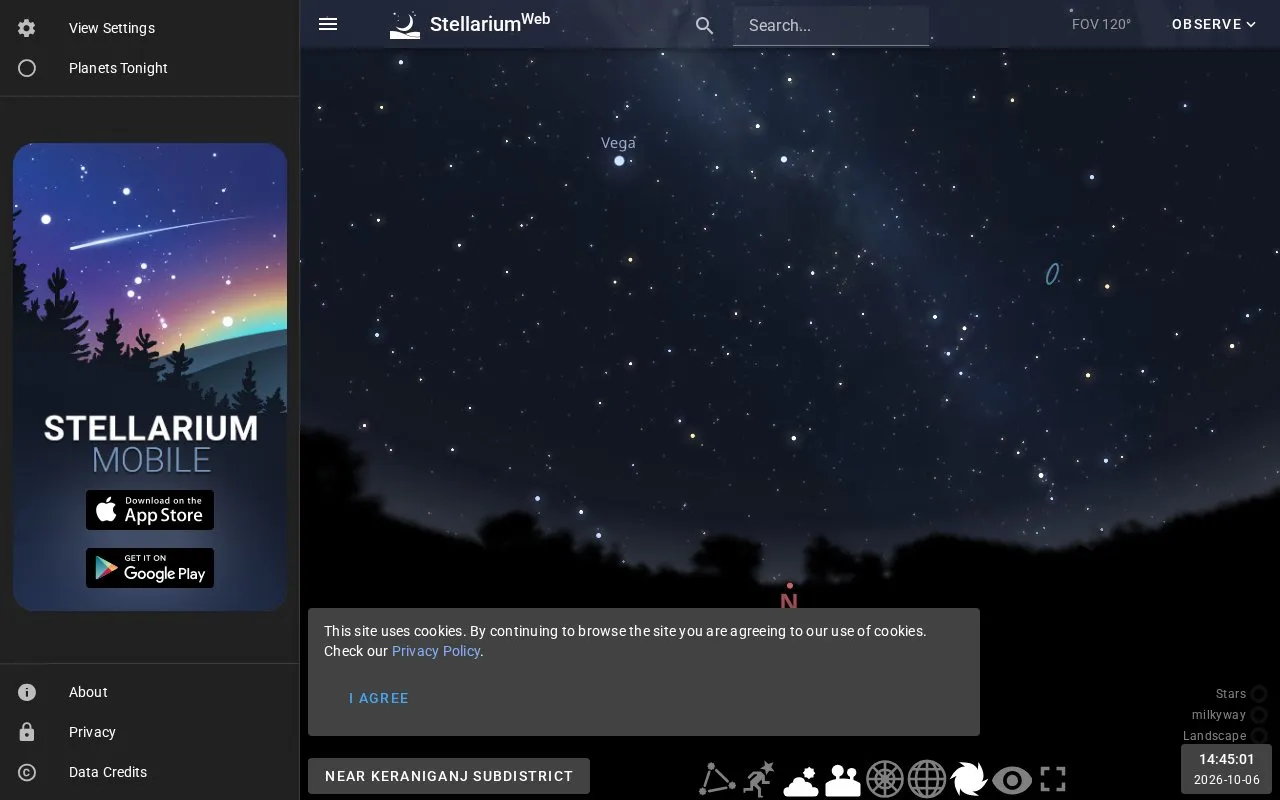 Stellarium-Web homepage screenshot