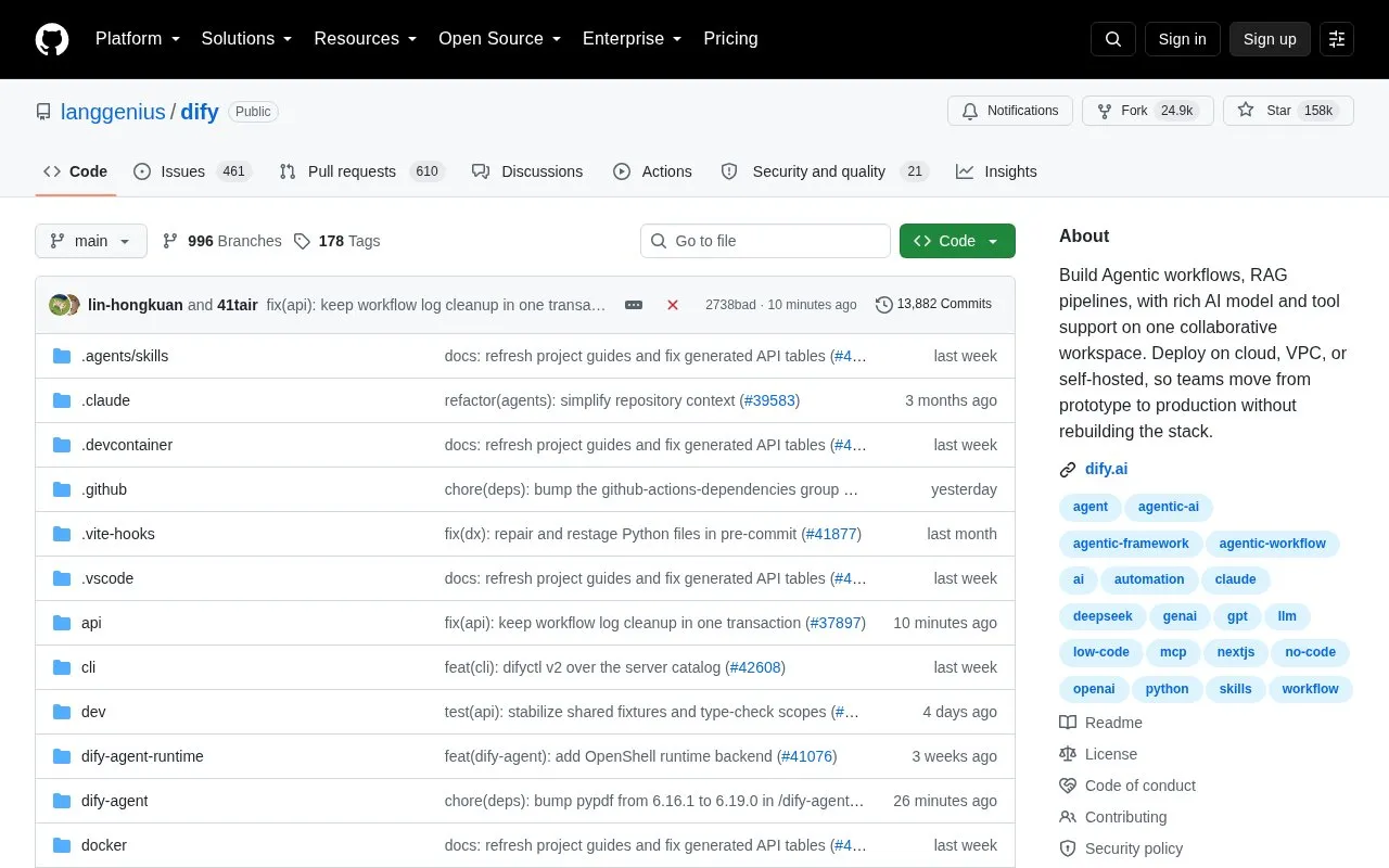 Dify homepage screenshot