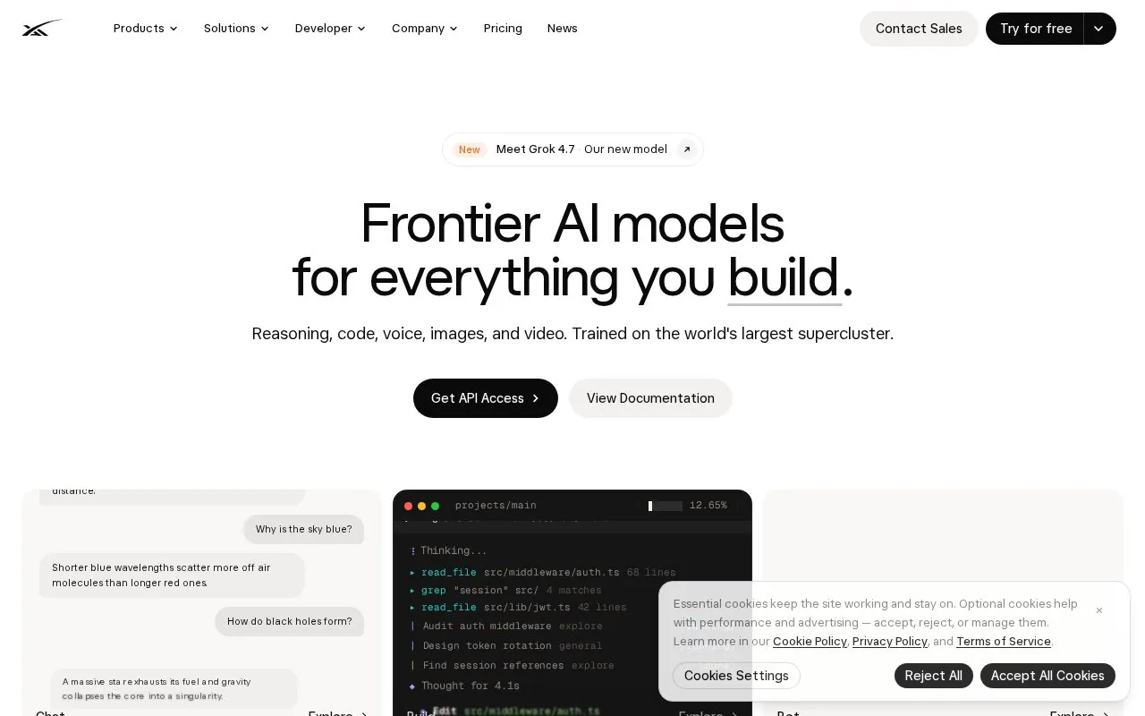 Grok homepage screenshot