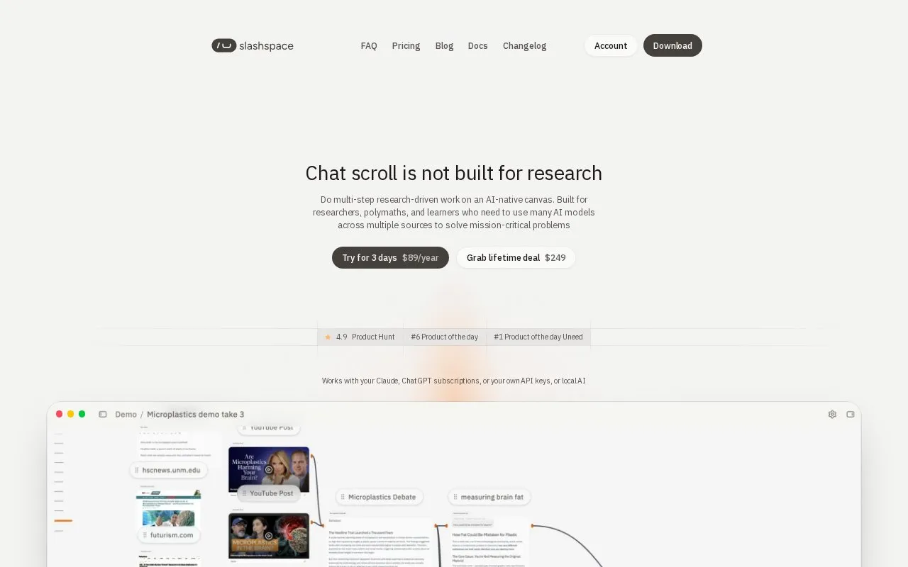 RabbitHoles AI homepage screenshot