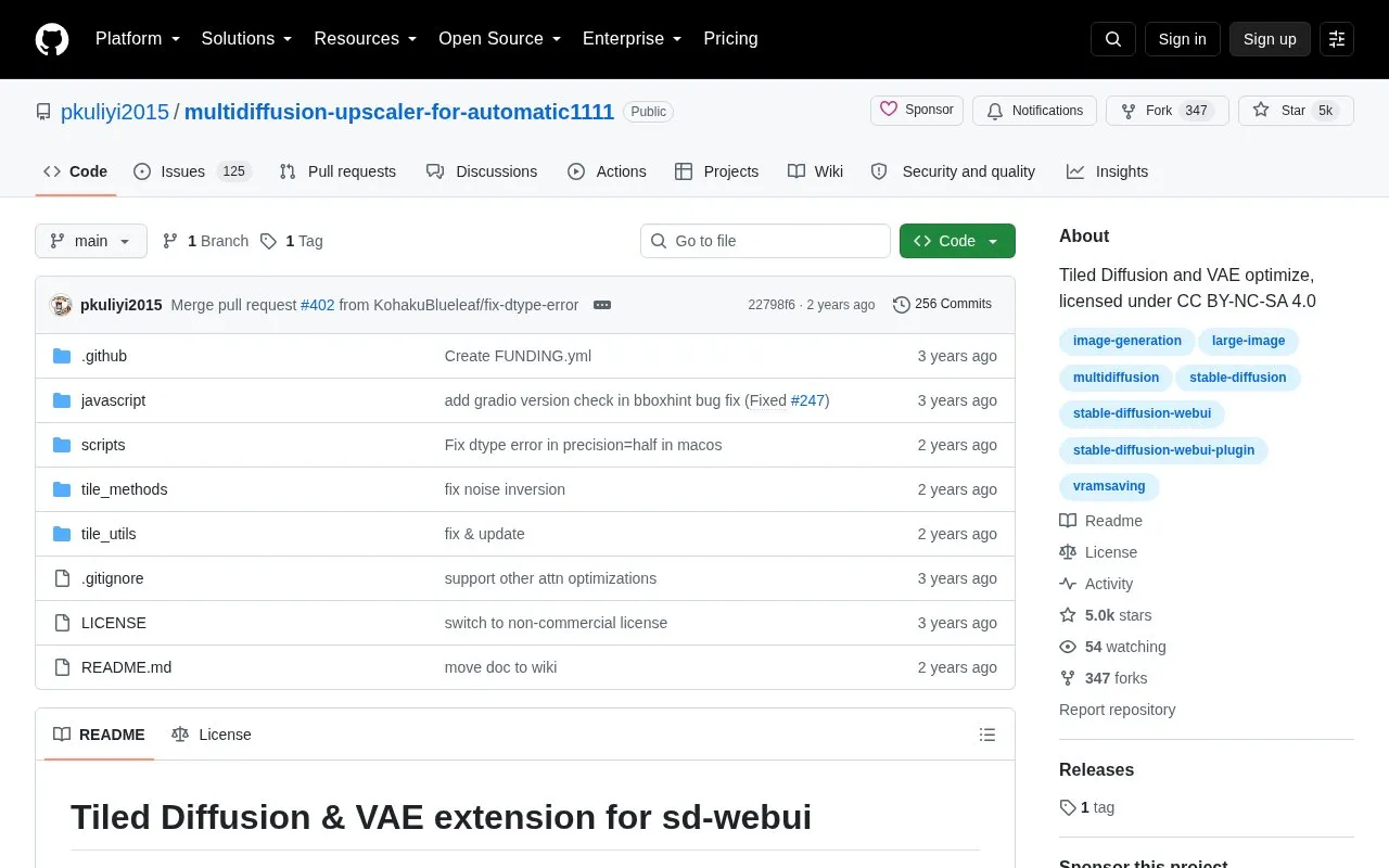 Multidiffusion Upscaler For Automatic1111 homepage screenshot