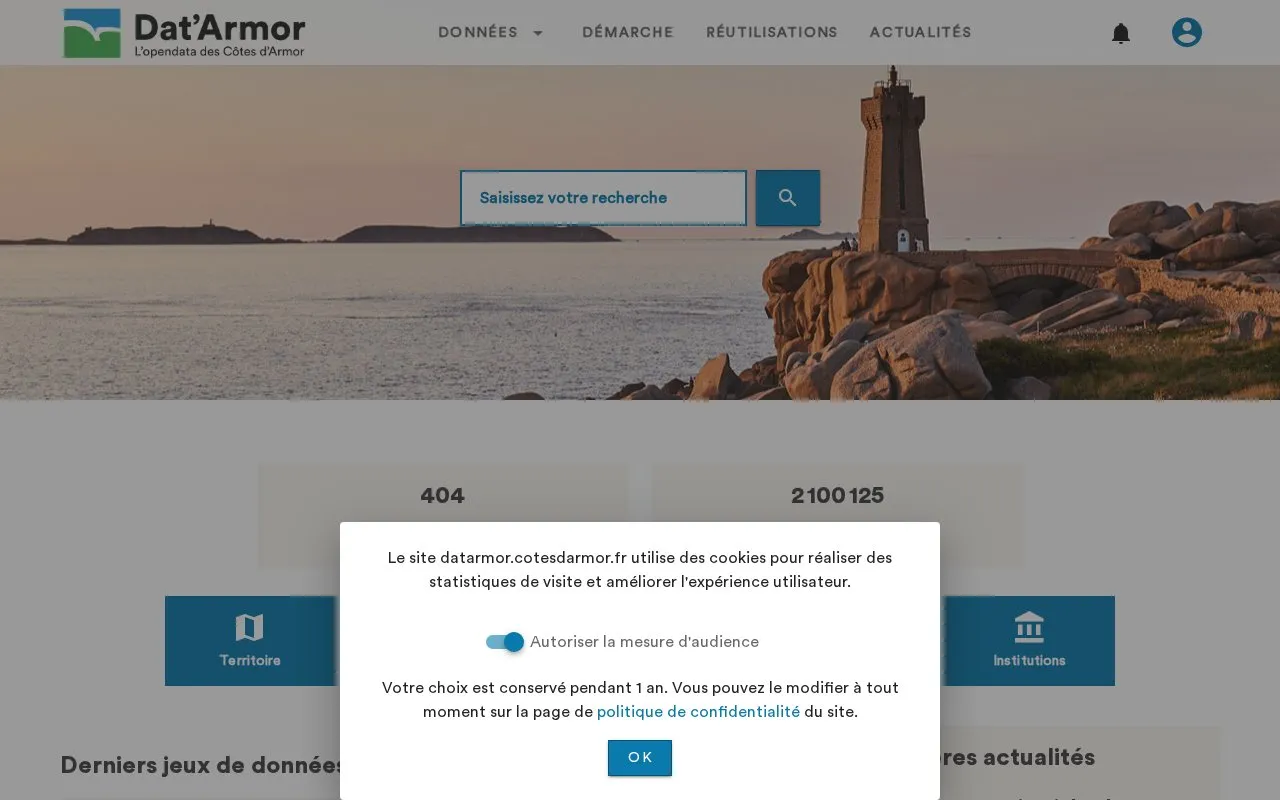 datarmor.cotesdarmor.fr homepage screenshot