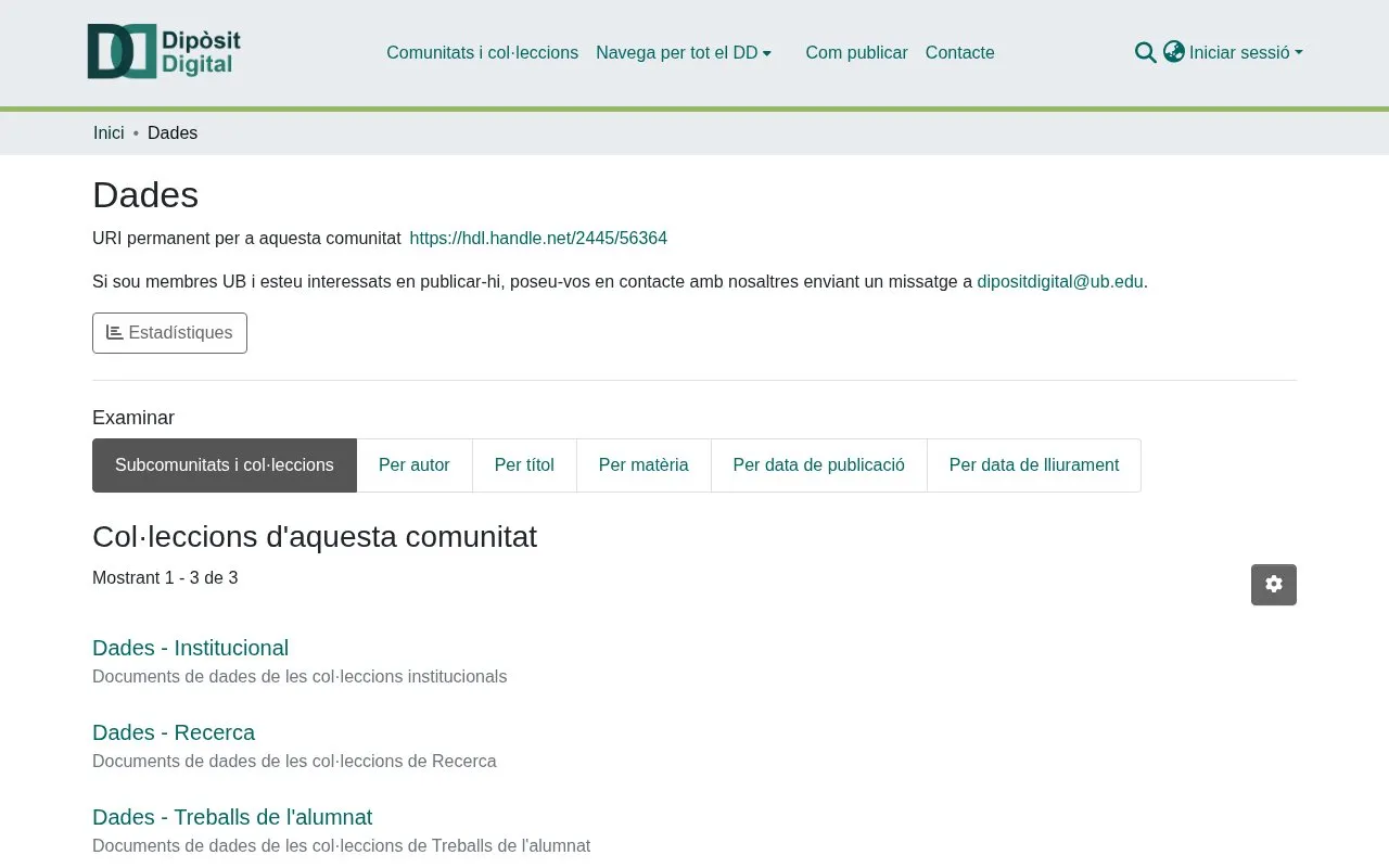 Dipòsit Digital de la Universitat de Barcelona Dades homepage screenshot