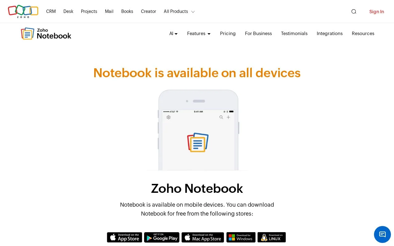 Notebook homepage screenshot