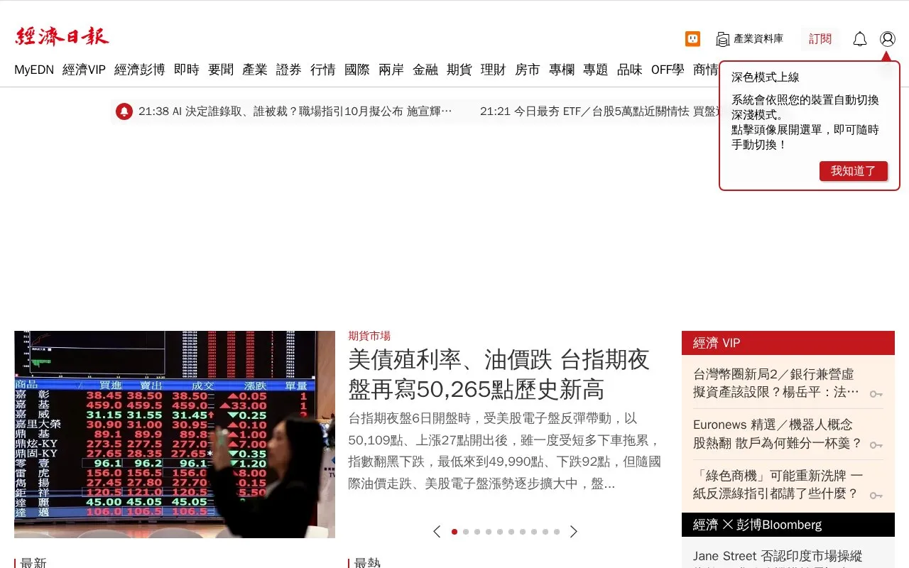 Economic Daily News homepage screenshot