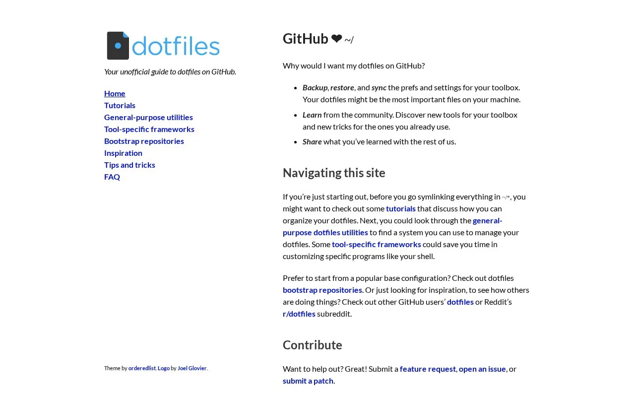 dotfiles homepage screenshot