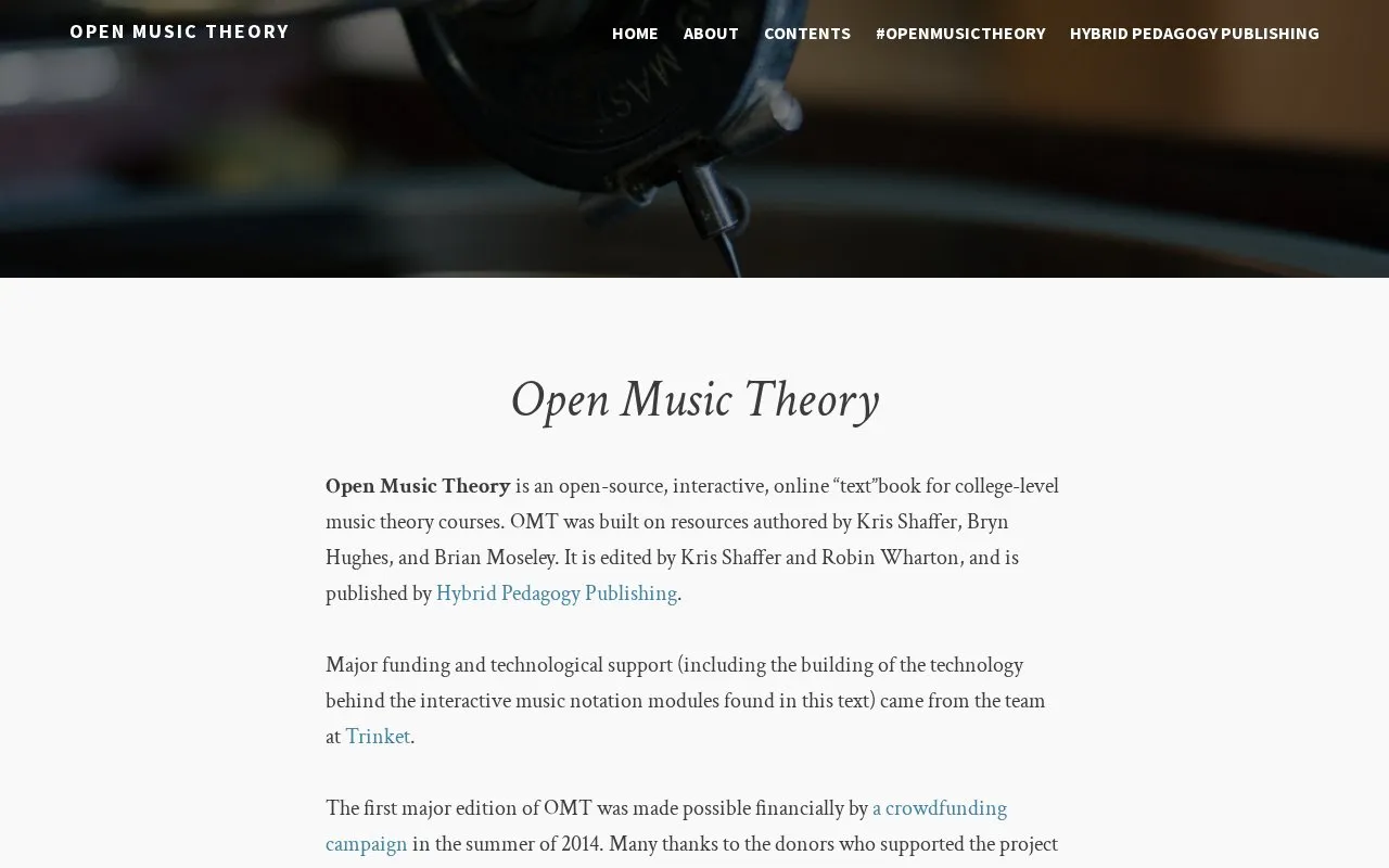 Openmusictheory homepage screenshot
