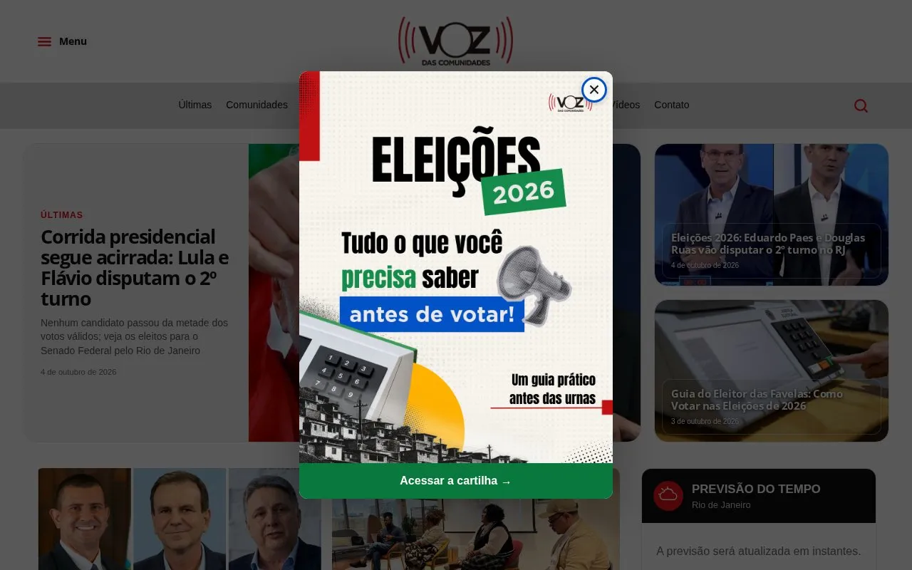 Voz das Comunidades homepage screenshot