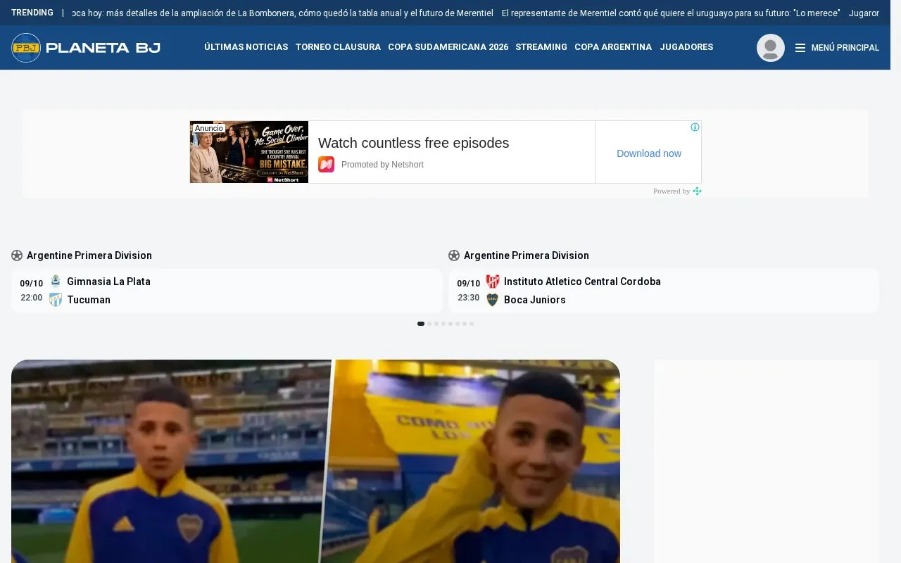 Planeta Boca Juniors homepage screenshot
