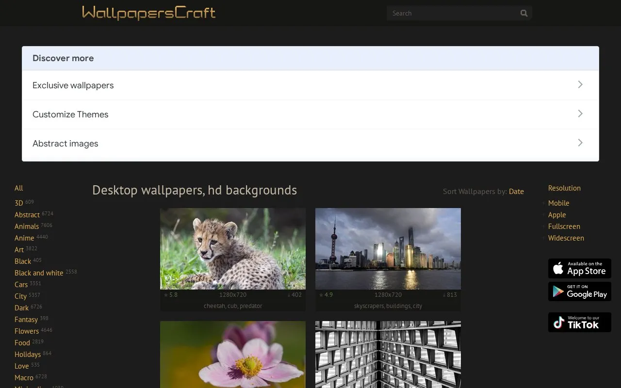WallpapersCraft homepage screenshot