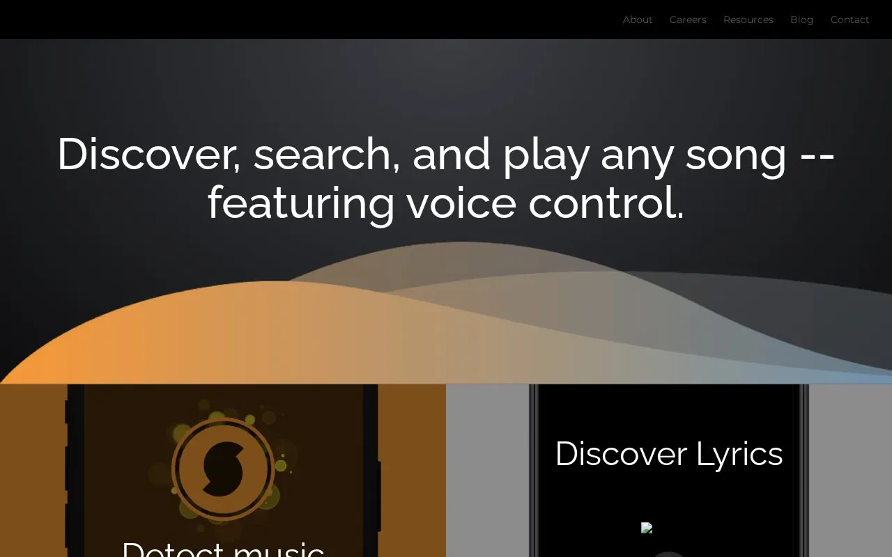 SoundHound homepage screenshot