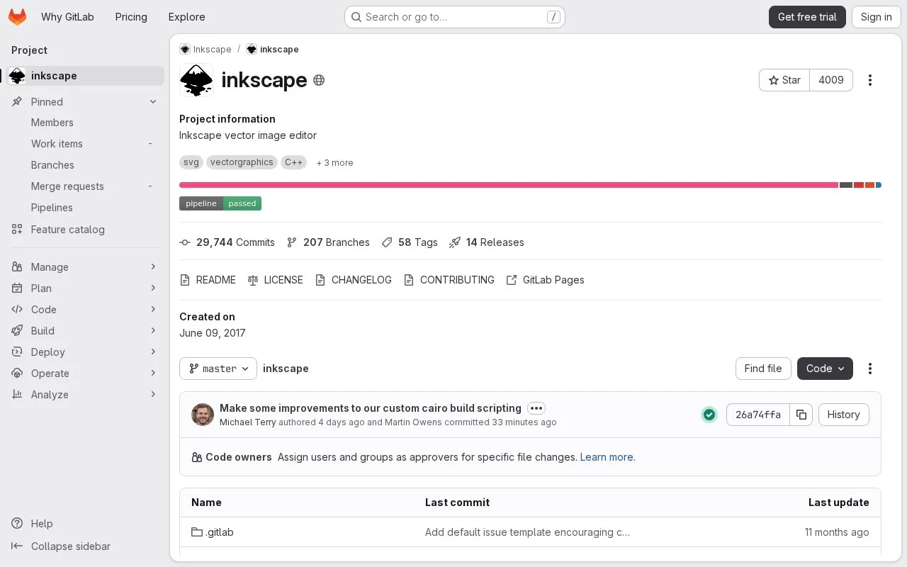 Inkscape homepage screenshot