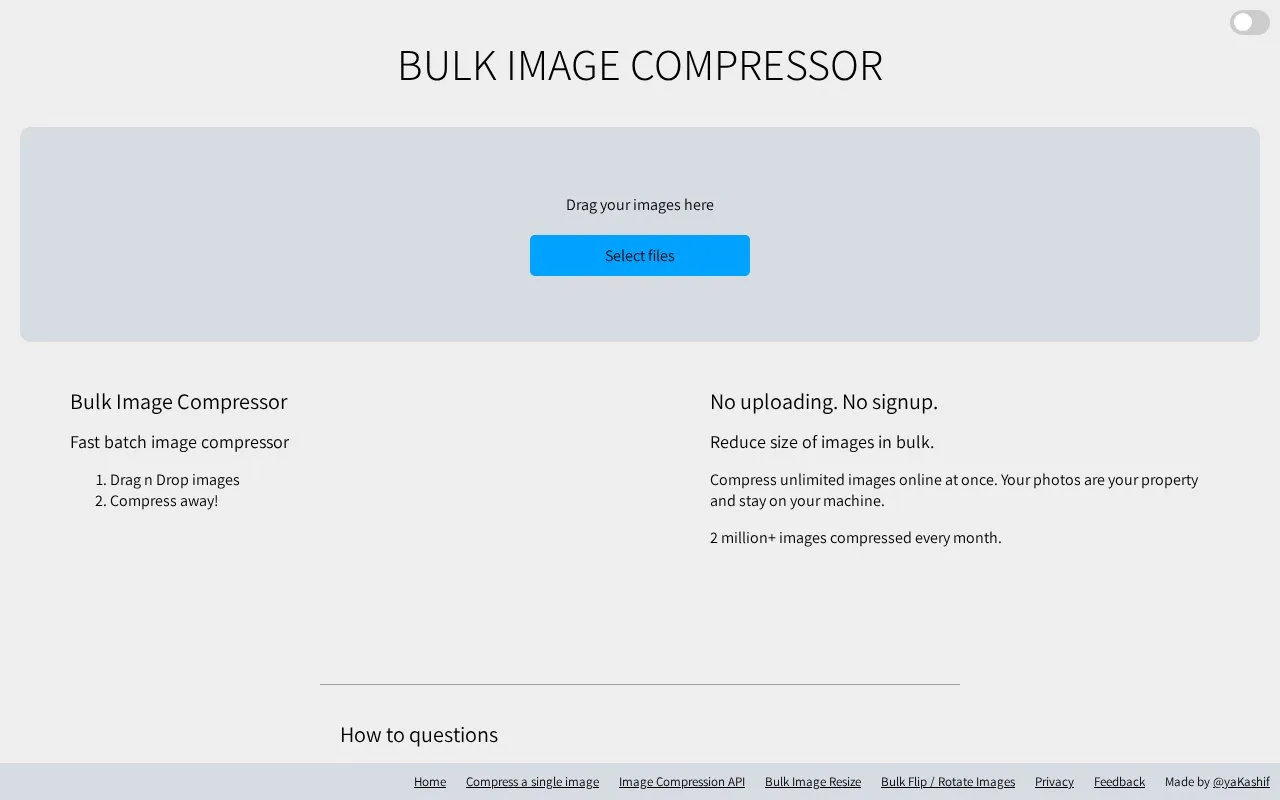 Bulk Image Compress homepage screenshot