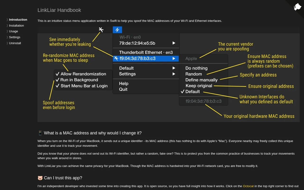 LinkLiar homepage screenshot