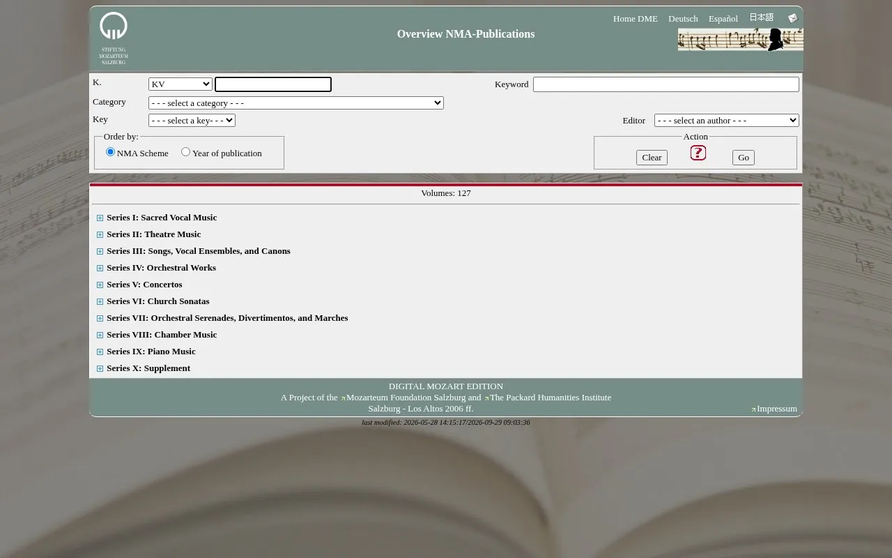 mozarteum homepage screenshot