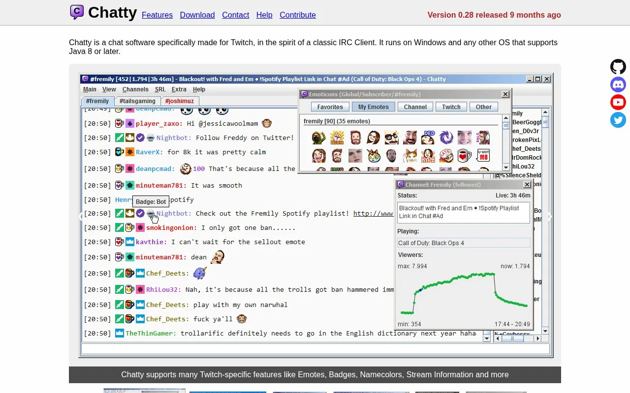 Chatty homepage screenshot