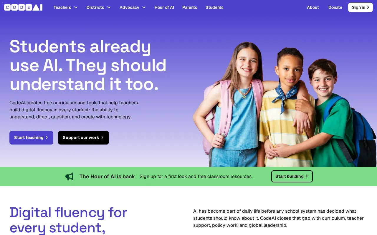 Code.org homepage screenshot
