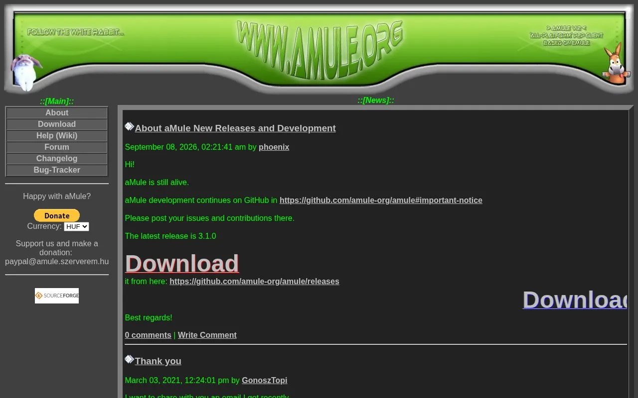aMule homepage screenshot