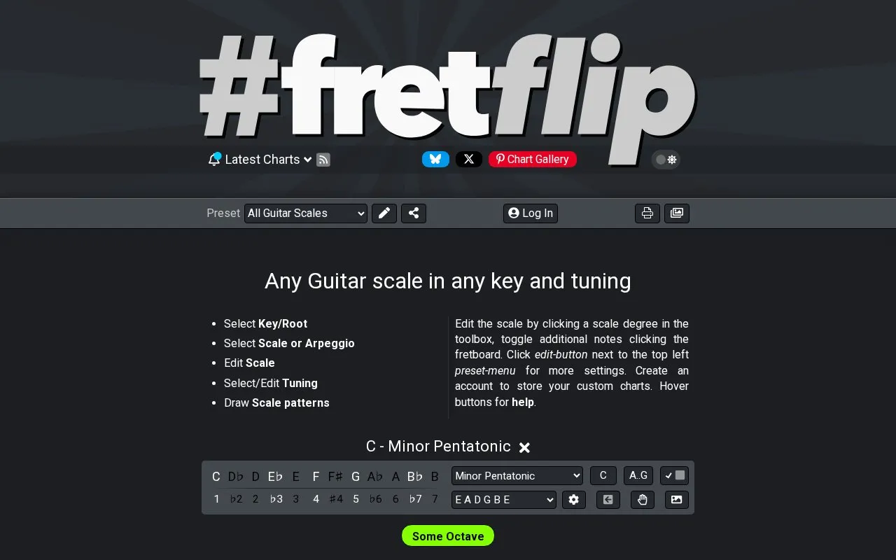 #fretflip homepage screenshot