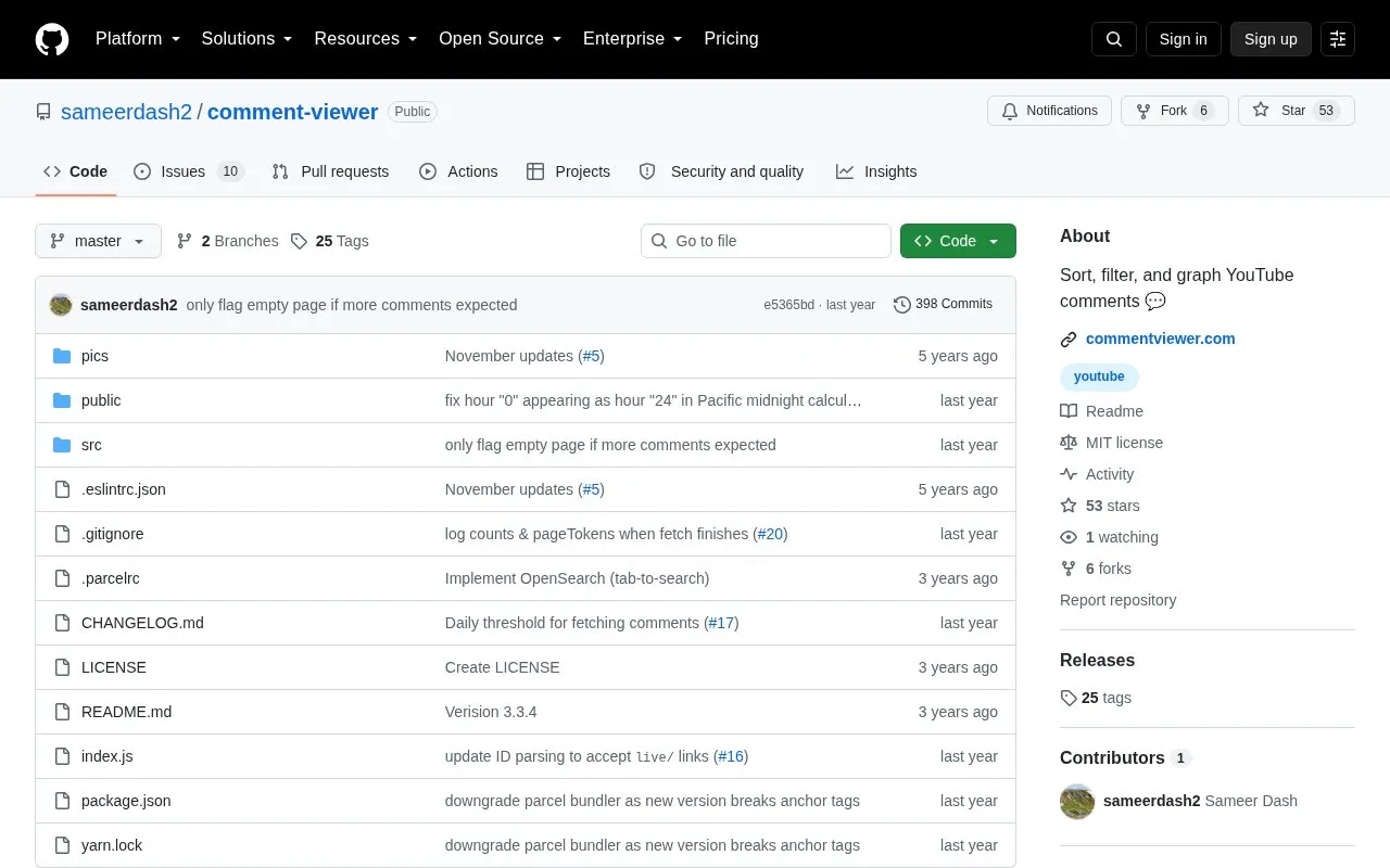 Comment Viewer homepage screenshot