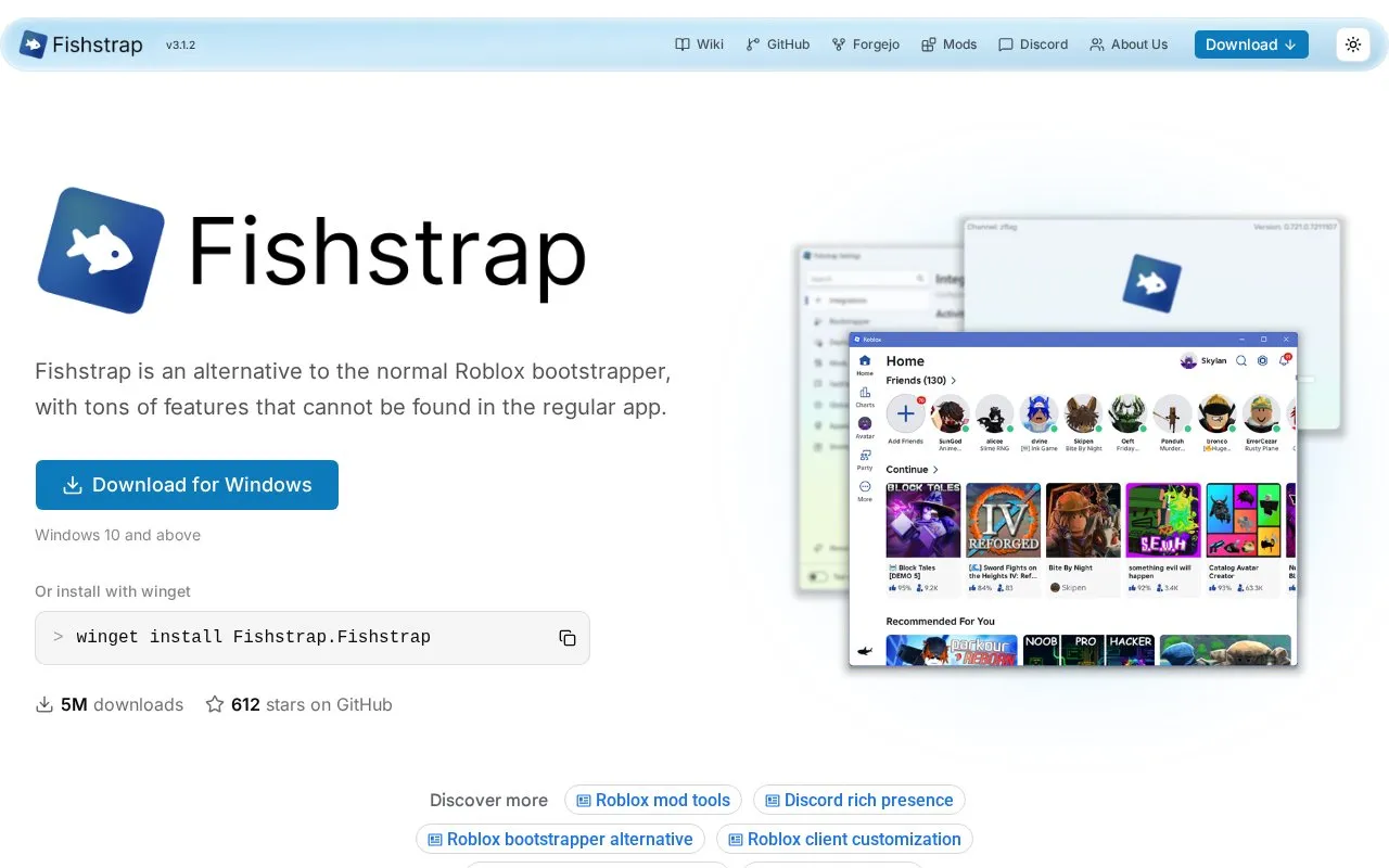 Fishstrap homepage screenshot